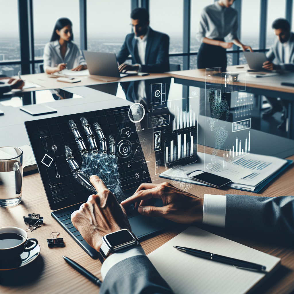 Create an image with minimalist and professional aesthetic that focuses on the concept of AI for business content creation.